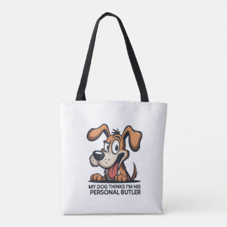 Funny Cartoon Dog Butler Quote トートバッグ