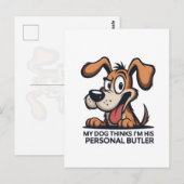 Funny Cartoon Dog Butler Quote ポストカード (正面/裏面)