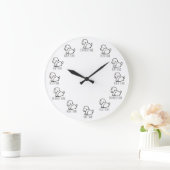 Funny Cartoon Dog Dinner Play Walk Nap Time Clock ラージ壁時計 (ホーム)