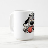 funny cartoon dog mug with tongue out コーヒーマグカップ (正面左)