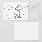 Funny Cartoon Dog Under Tree Drawing ノートカード (正面/裏面)