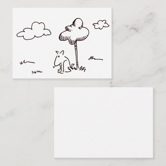 Funny Cartoon Dog Under Tree Drawing ノートカード (正面/裏面)
