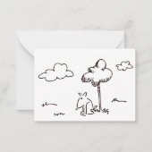 Funny Cartoon Dog Under Tree Drawing ノートカード (正面)