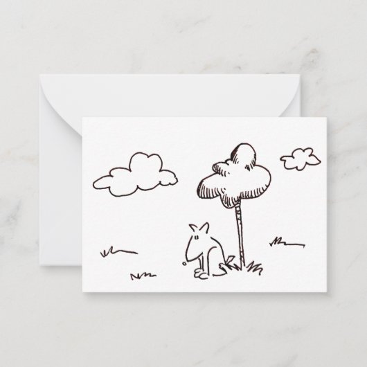 Funny Cartoon Dog Under Tree Drawing ノートカード (正面)
