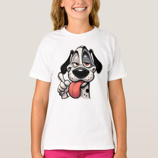 funny cartoon dog with its tongue hanging out tシャツ (正面)