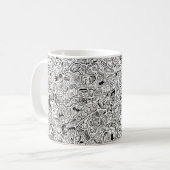 Funny Cartoon Faces Drawing Coffee Mug コーヒーマグカップ (正面左)