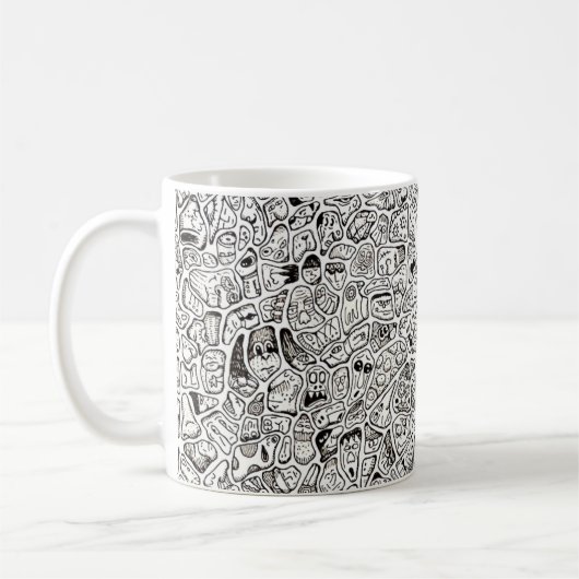 Funny Cartoon Faces Drawing Coffee Mug コーヒーマグカップ (左)
