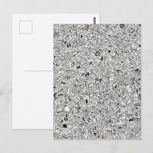 Funny Cartoon Faces Drawing Postcard ポストカード (正面/裏面)