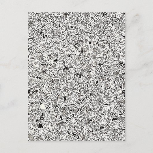 Funny Cartoon Faces Drawing Postcard ポストカード (正面)