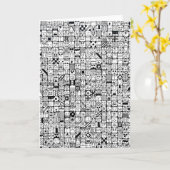 Funny Cartoon Faces Squares カード (黄色い花)