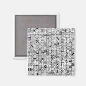 Funny Cartoon Faces Squares マグネット (正面/裏面)