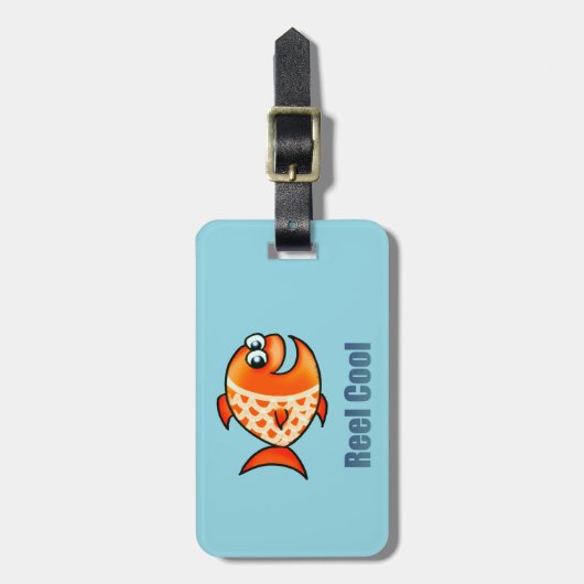 Funny Cartoon Fish Ocean Pun ラゲッジタグ (正面縦)