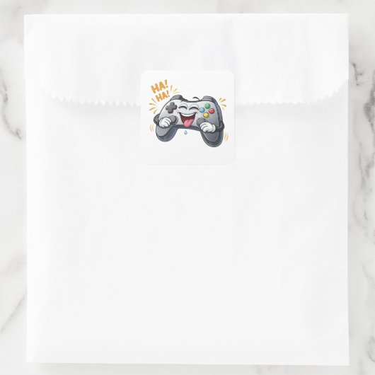 Funny Cartoon Game Controller Laughing Sticker スクエアシール (バッグ)