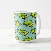 Funny Cartoon Green Fish Drawing コーヒーマグカップ (正面右)