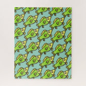 Funny Cartoon Green Fish Drawing ジグソーパズル (縦)
