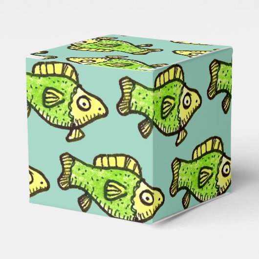 Funny Cartoon Green Fish Drawing フェイバーボックス (正面サイド)
