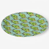 Funny Cartoon Green Fish Drawing ペーパープレート (アングル)