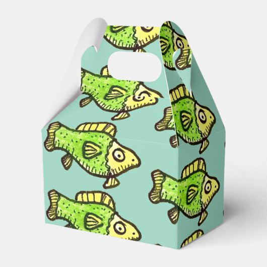 Funny Cartoon Green Fish Drawing Favor Boxes フェイバーボックス (正面サイド)
