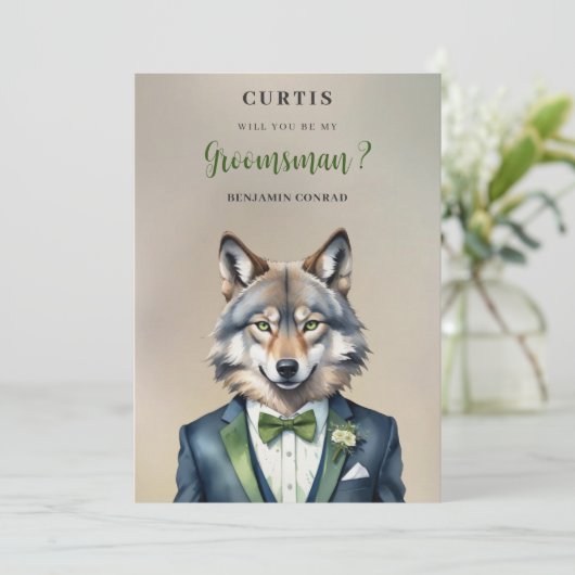 Funny Cartoon Humanoide Wolf Groomsman (スタンド正面)