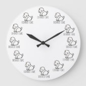 Funny Cartoon Hungry Dog Dinner Time Clock ラージ壁時計 (正面)