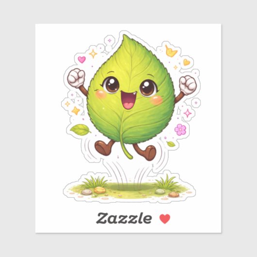 Funny cartoon leaf Custom-Cut Vinyl Sticker シール (シート)