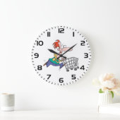 Funny Cartoon Man Running With Shopping Cart ラージ壁時計 (ホーム)