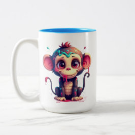 Funny Cartoon Paint Splatter Monkey Mug ツートーンマグカップ