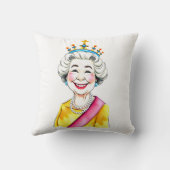 Funny Cartoon Queen Elizabeth II Royal Portrait クッション (裏面)