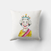 Funny Cartoon Queen Elizabeth II Royal Portrait クッション (裏面)