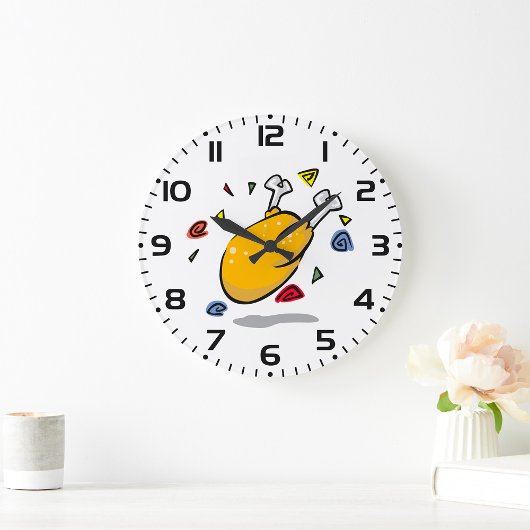 Funny Cartoon Roast Chicken Falling ラージ壁時計