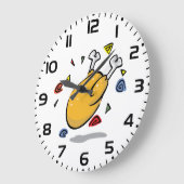 Funny Cartoon Roast Chicken Falling ラージ壁時計 (傾斜)