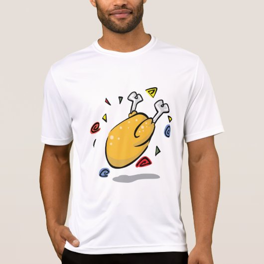 Funny Cartoon Roast Chicken Falling Tシャツ (正面)