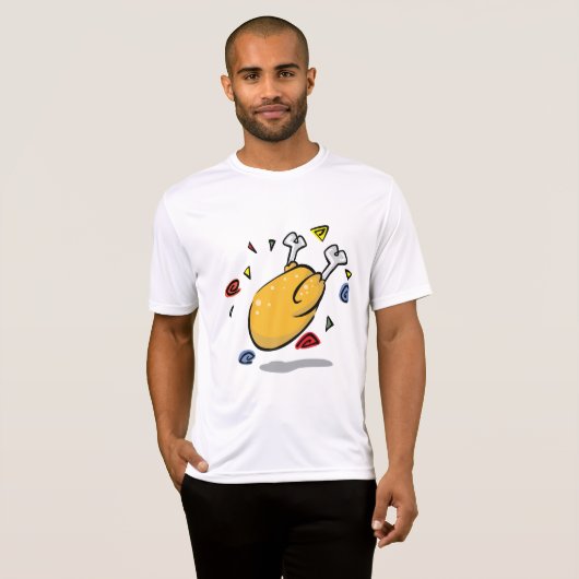 Funny Cartoon Roast Chicken Falling Tシャツ (正面フル)