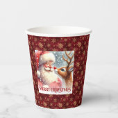 Funny Cartoon Santa Claus Red Nose Rudolph Holiday 紙コップ (正面)
