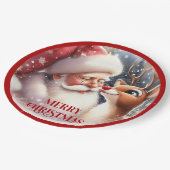Funny Cartoon Santa Rudolph Kids Christmas Plates ペーパープレート (アングル)