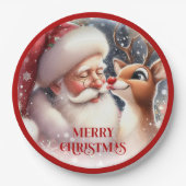 Funny Cartoon Santa Rudolph Kids Christmas Plates ペーパープレート (正面)