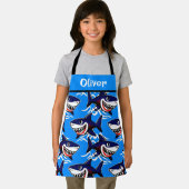 Funny Cartoon Shark Pattern エプロン (インサイチュ)