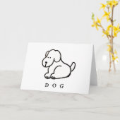 Funny Cartoon Sitting Dog Folded Greeting Card カード (黄色い花)
