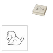 Funny Cartoon Sitting Dog Wood Art Stamp ラバースタンプ (押印)