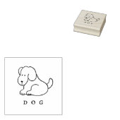 Funny Cartoon Sitting Dog Wood Art Stamp ラバースタンプ (押印)