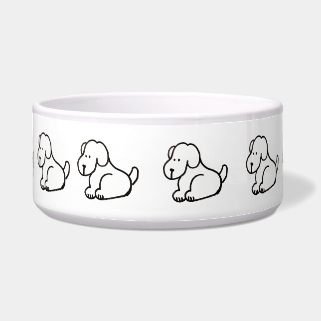 Funny Cartoon Sitting Dogs Pet Bowl ボウル (正面)