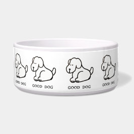 Funny Cartoon Sitting Good Dog Bowl ボウル