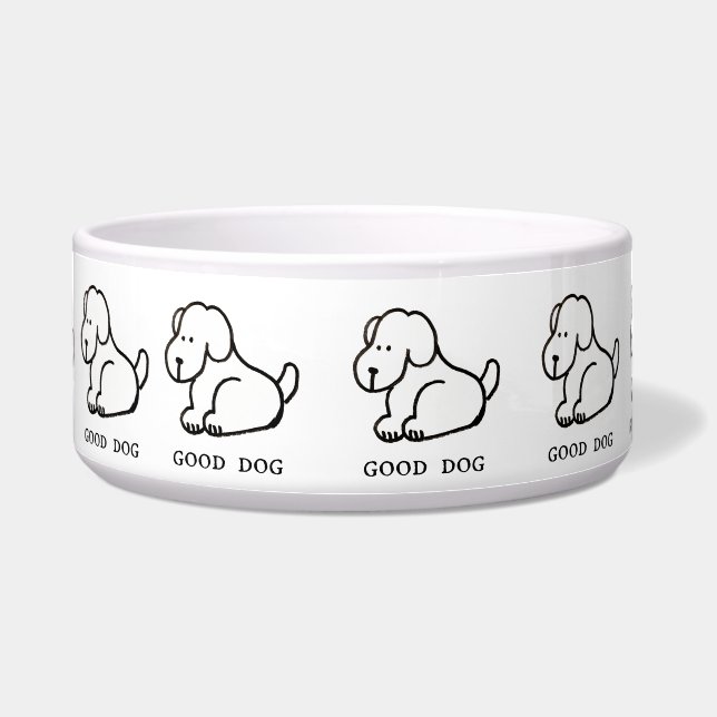 Funny Cartoon Sitting Good Dog Bowl ボウル (正面)