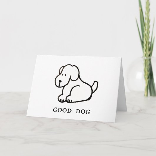 Funny Cartoon Sitting Good Dog Greeting Card カード (正面)