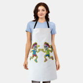 Funny Cartoon Skeletons Playing Padel Tennis – 3D  エプロン (着用した状態)