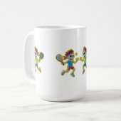 Funny Cartoon Skeletons Playing Padel Tennis – 3D  コーヒーマグカップ (正面左)