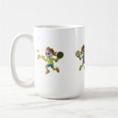 Funny Cartoon Skeletons Playing Padel Tennis – 3D  コーヒーマグカップ (左)