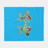 Funny Cartoon Skeletons Playing Padel Tennis – 3D  フリースブランケット (正面(横))