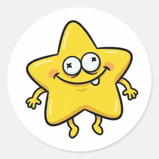 Funny Cartoon Star Character Sticker ラウンドシール (正面)