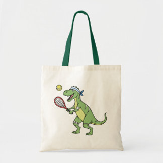 Funny Cartoon T-Rex Playing Tennis Dinosaur トートバッグ